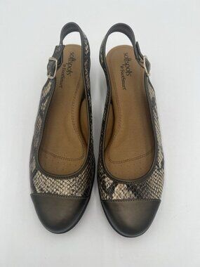 Softspots by FootSmart Slingback Wedge Shoes Snakeskin Print Bronze Toe Cap 10M